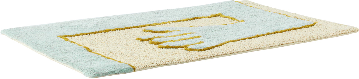 Cold Picnic Beige & Blue Embrace Bath Mat