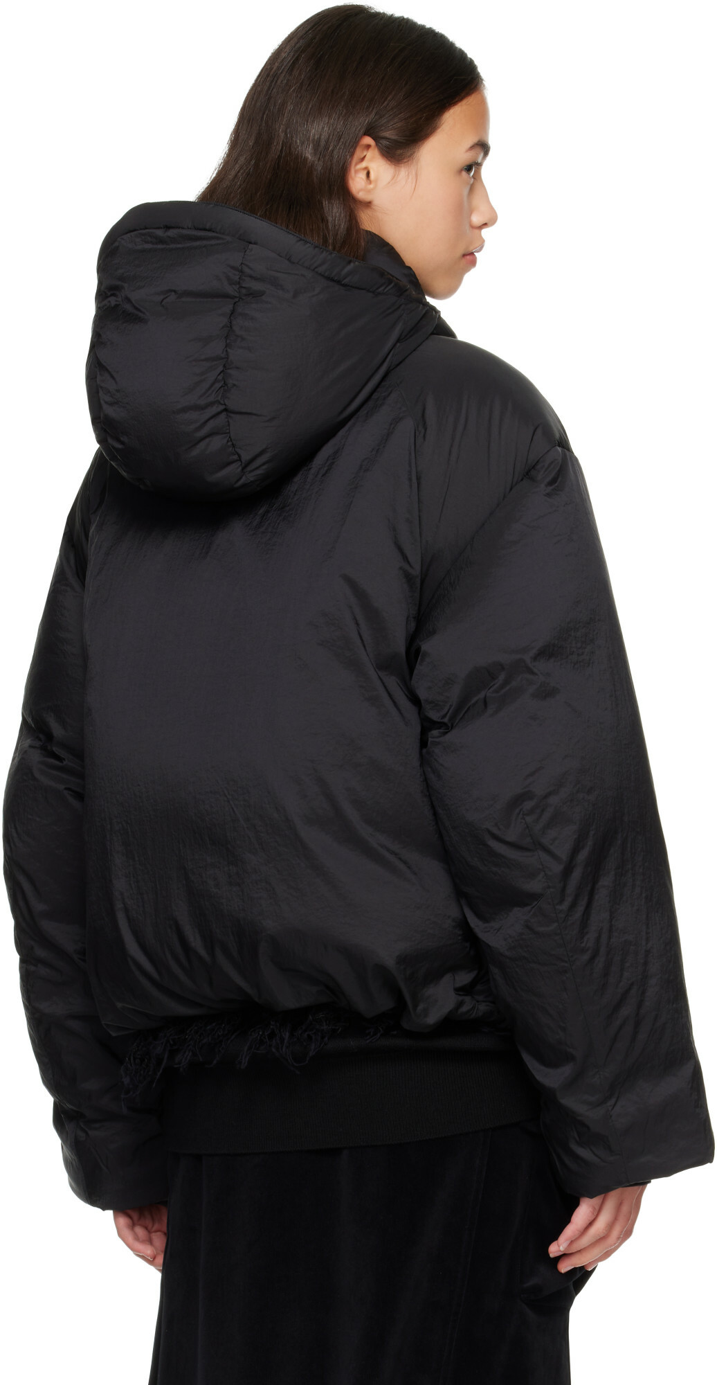 Y-3 Black Hooded Puffer Down Jacket