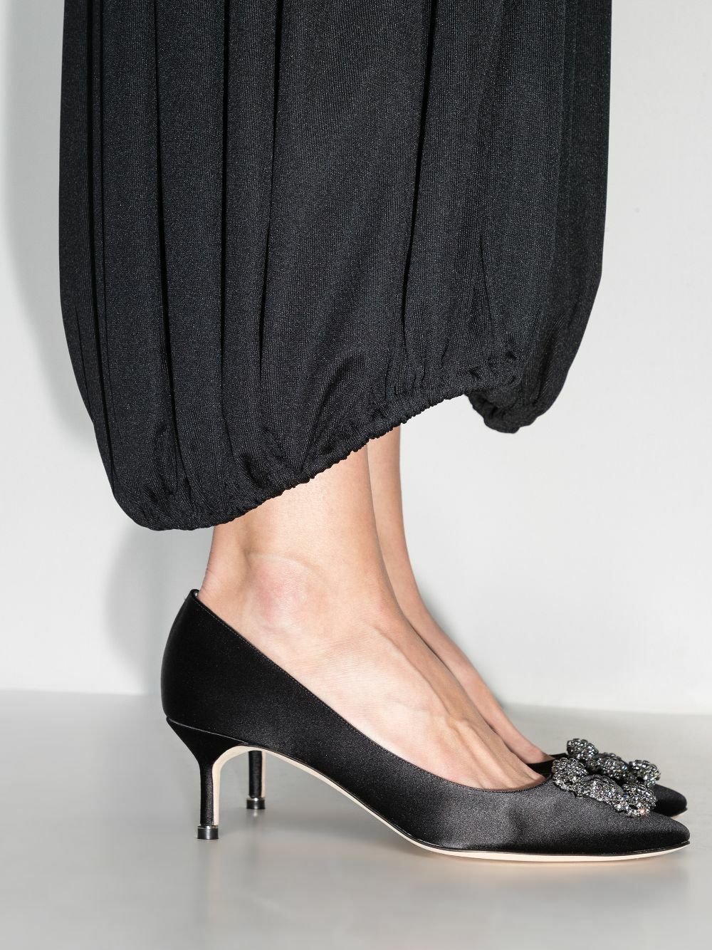 Manolo Blahnik Black Hangisi 50 Satin Pumps Manolo Blahnik