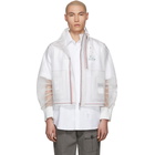 Thom Browne Transparent Stripe Articulated Funnel Neck Jacket