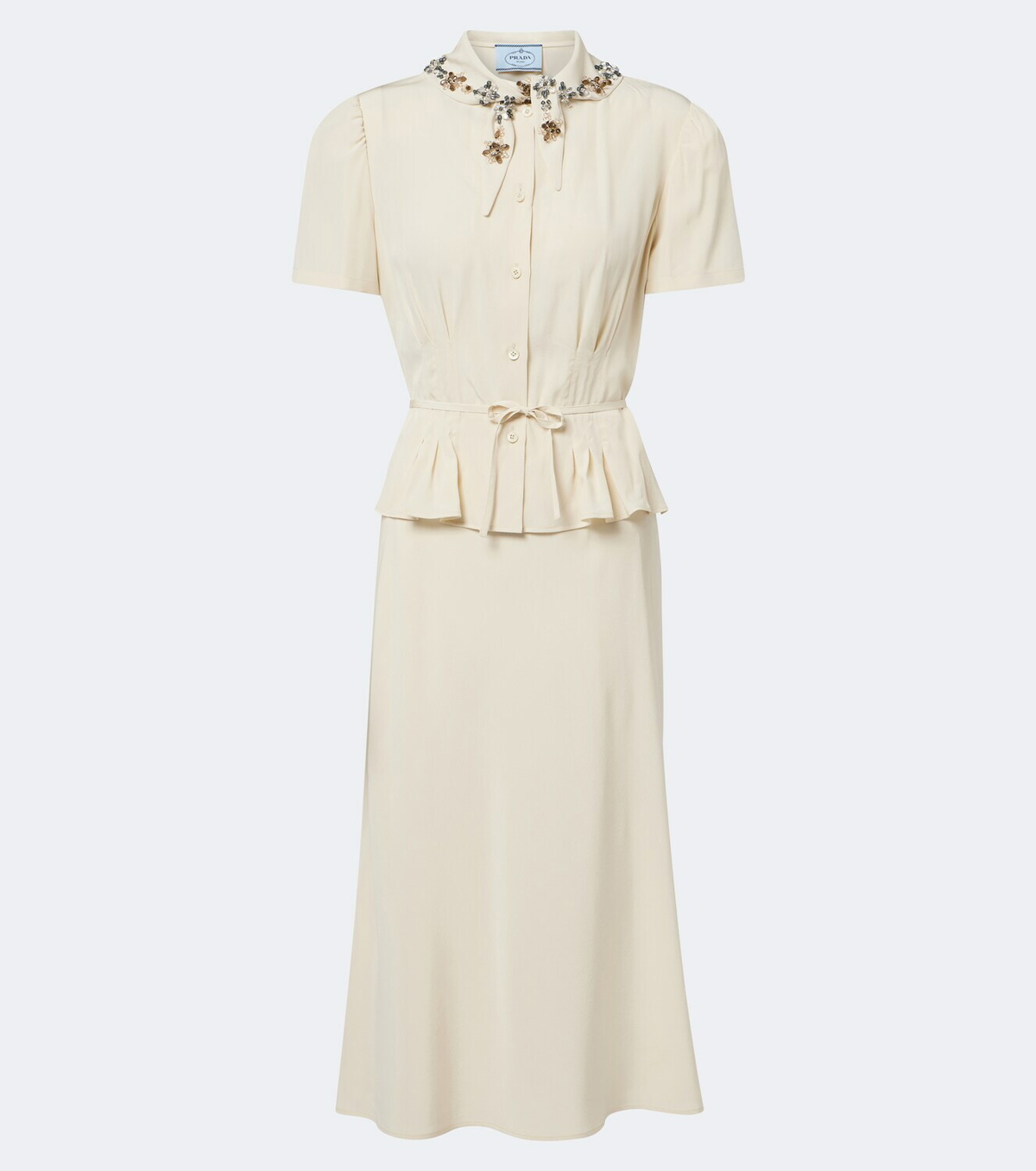 Prada Embellished silk crêpe midi dress