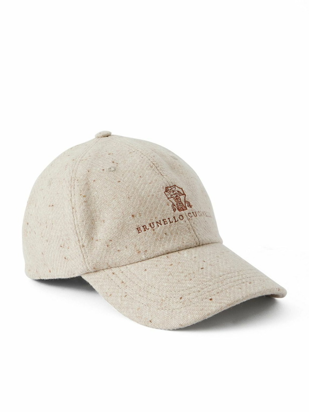 Photo: Brunello Cucinelli - Logo-Embroidered Wool and Cashmere-Blend Baseball Cap - Neutrals
