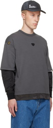 AAPE by A Bathing Ape Gray Moonface Logo Long Sleeve T-shirt