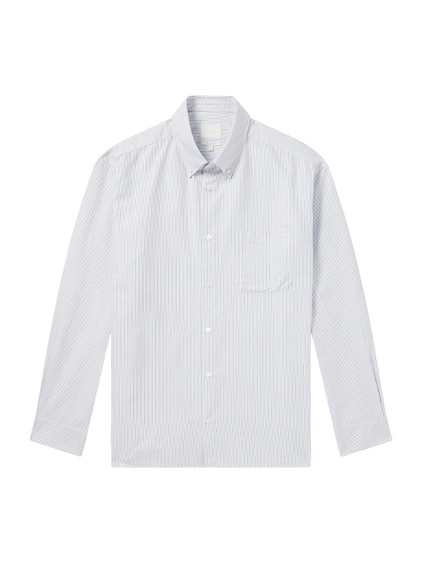 Photo: A.P.C. - Mateo Striped Logo-Embroidered Cotton-Poplin Shirt - Blue