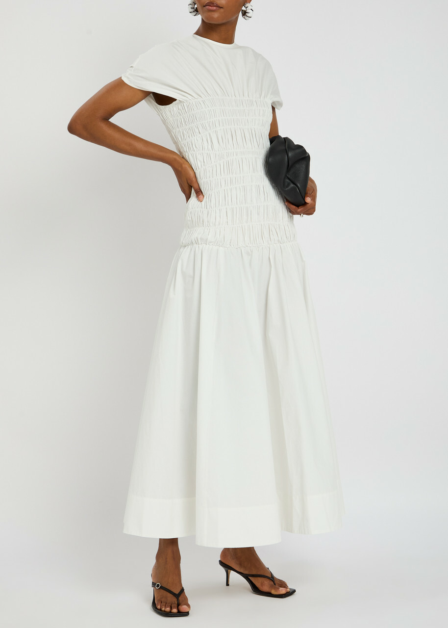 Clea Piera Cotton-poplin Midi Dress White