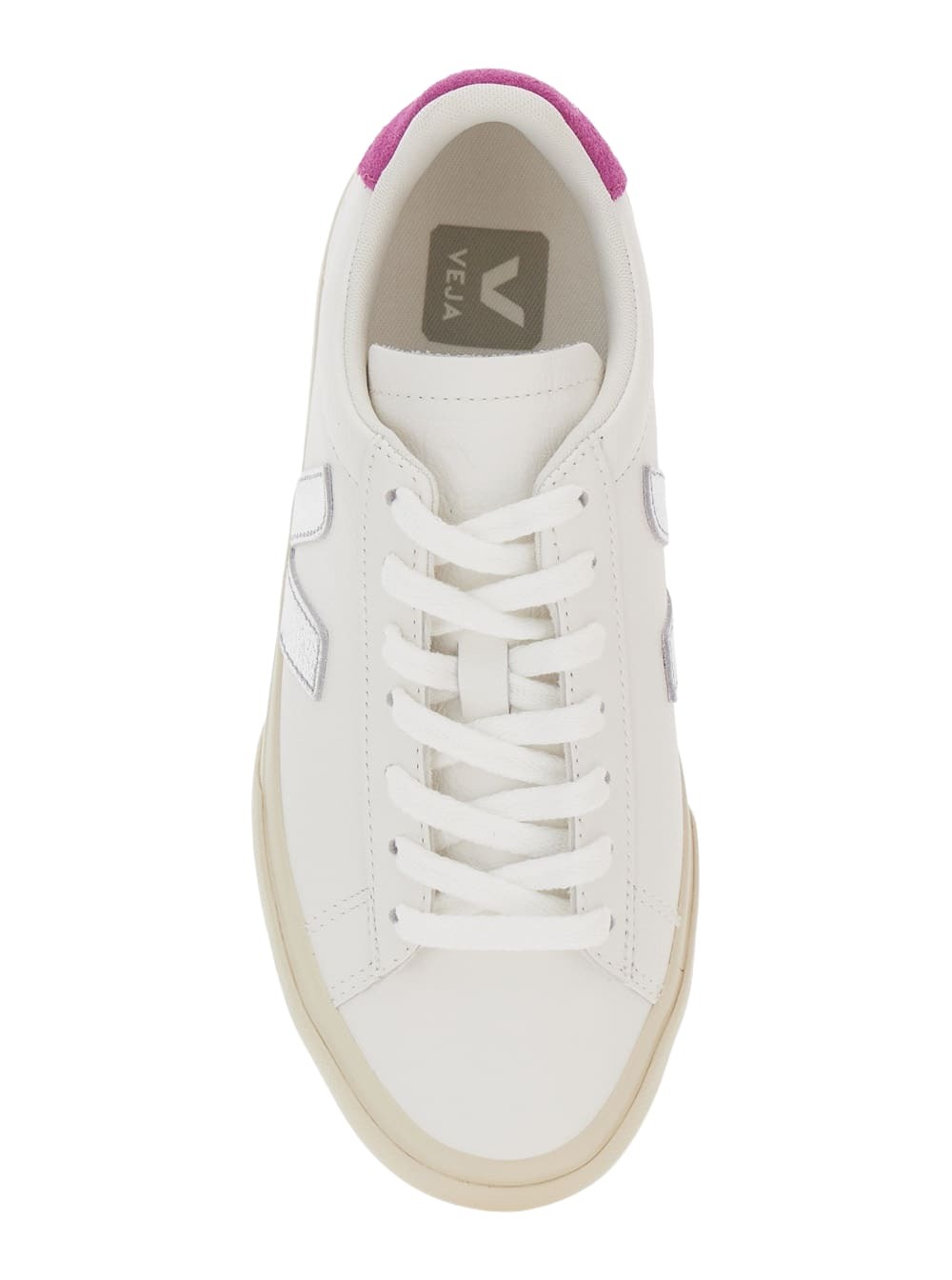 Veja campo White Low Top Sneakers With Contrasting Heel With Logo Lettering And Logo Patch On The Side In Leather Unisex
