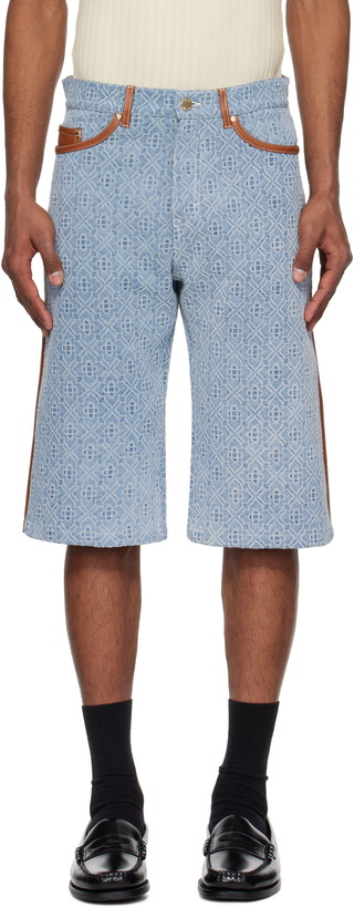 Photo: Casablanca Blue Monogram Denim Shorts