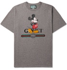 GUCCI - Disney Logo-Print Mélange Cotton-Jersey T-Shirt - Gray