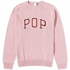 Pop Trading Company Men's Arch Logo Crew Knit in Mesa Rose/Fired Brick