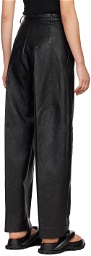 GIA STUDIOS Black Belted Faux-Leather Trousers