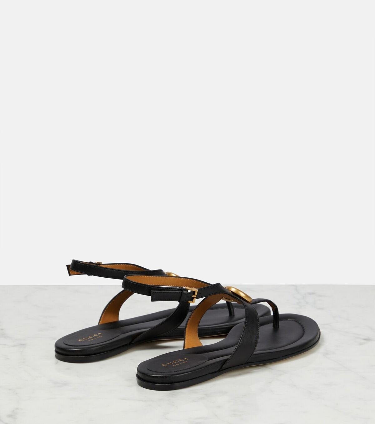 Gucci - Double G leather thong sandals Gucci