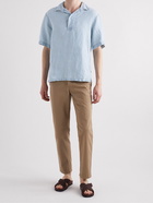 NN07 - Brad Distressed Garment-Dyed Linen Polo Shirt - Blue