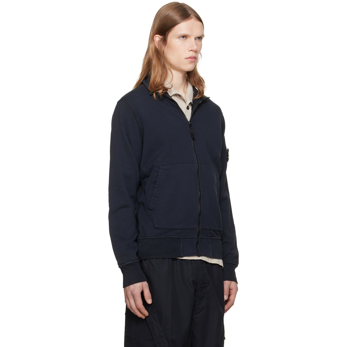 Stone Island Navy 6100063 Organic Cotton Fleece Sweatshirt