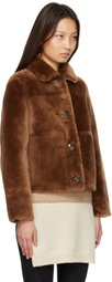 Yves Salomon Brown Shearling Merino Short Jacket