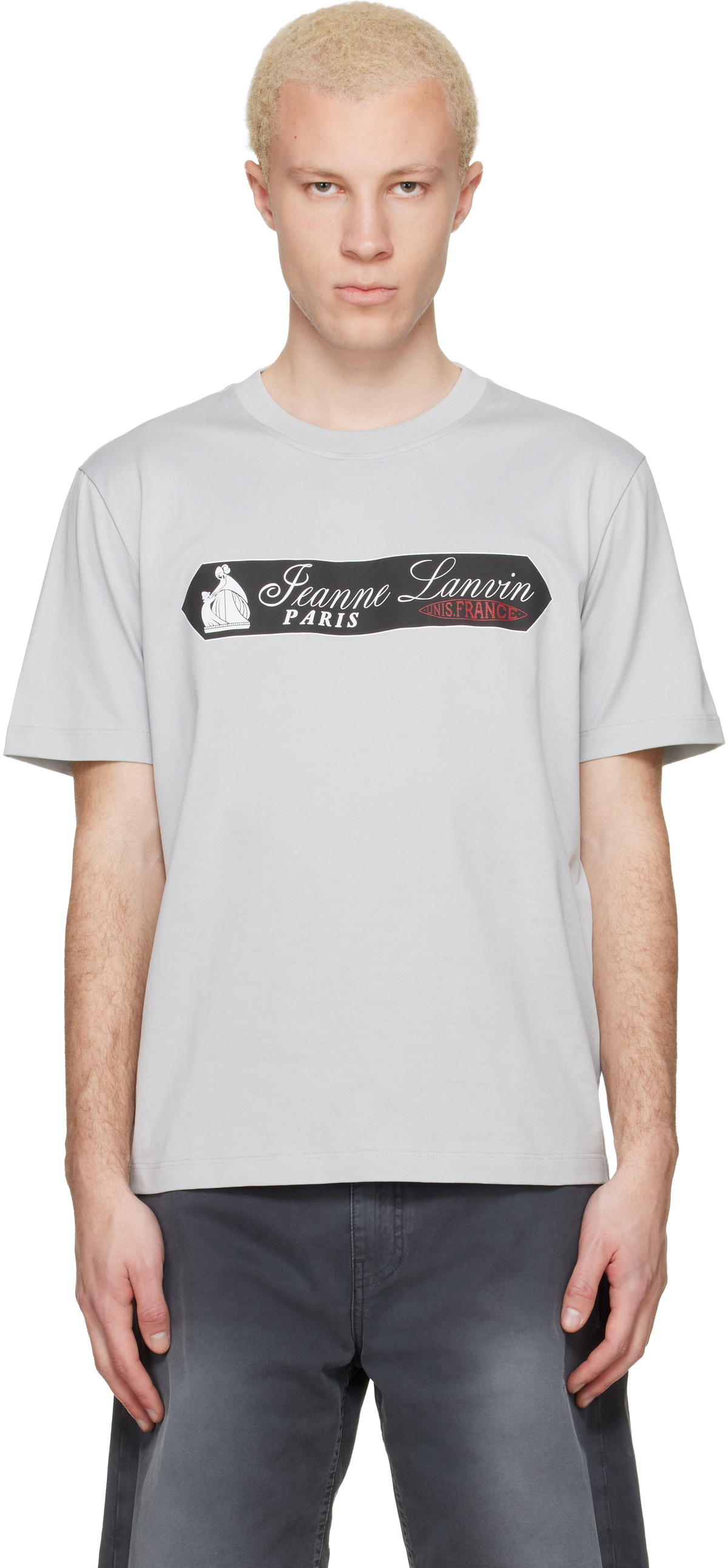 Lanvin Gray Printed 'Lanvin Signature Label' T-shirt
