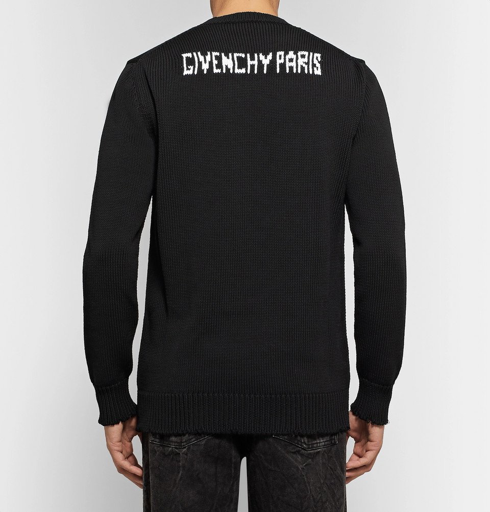 Givenchy cotton large logo crew neck sweater - Black