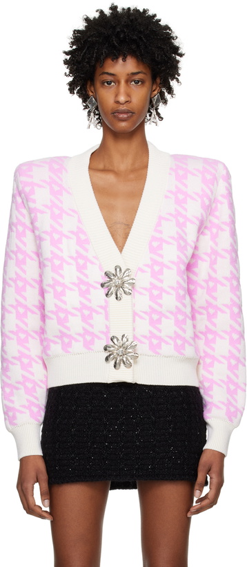 Photo: AREA Pink & Off-White Mussel Flower Cardigan