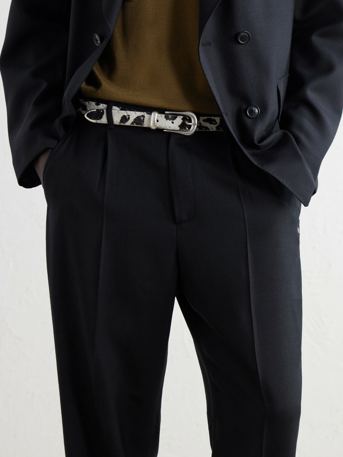 SECOND / LAYER - The Doc 2cm Studded Calf Hair Belt - White