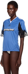 Martine Rose SSENSE Exclusive Blue Lace Trim Football T-shirt