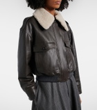 Brunello Cucinelli Shearling-trimmed leather bomber jacket