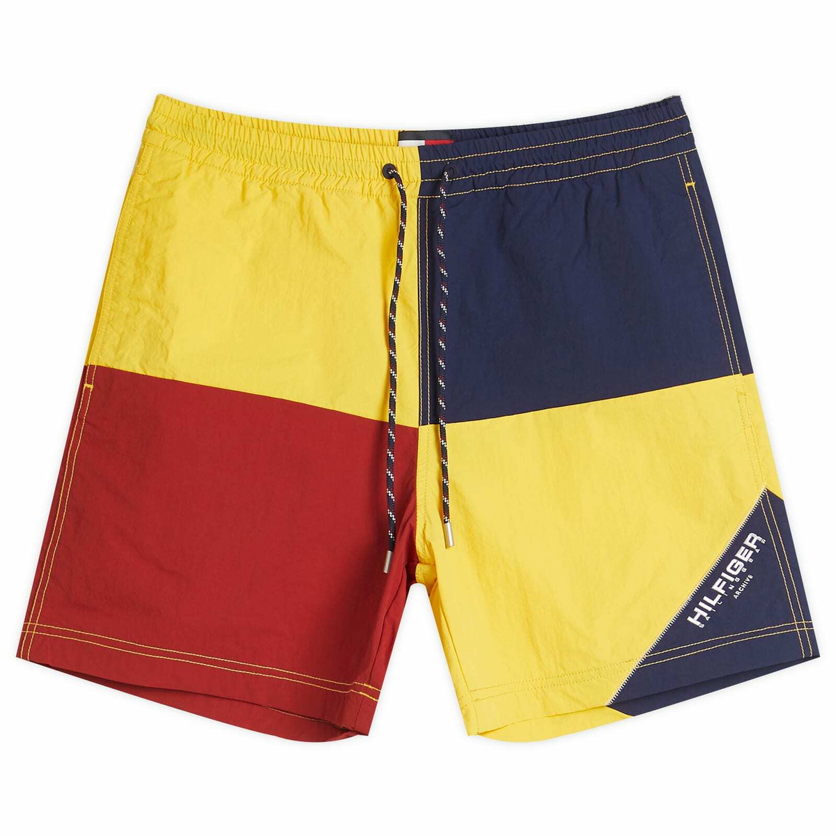 Tommy Jeans Men's Gi Sailing Colorblock Shorts in Yellow