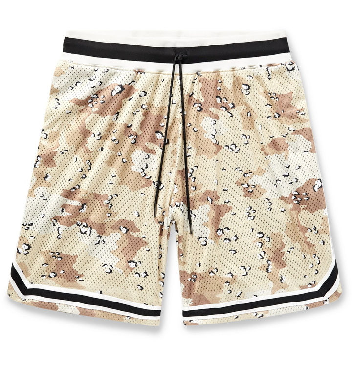 Photo: John Elliott - Camouflage-Print Mesh Drawstring Shorts - Neutrals
