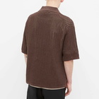 Nanushka Men's Dorian Crochet Polo Shirt in Brown