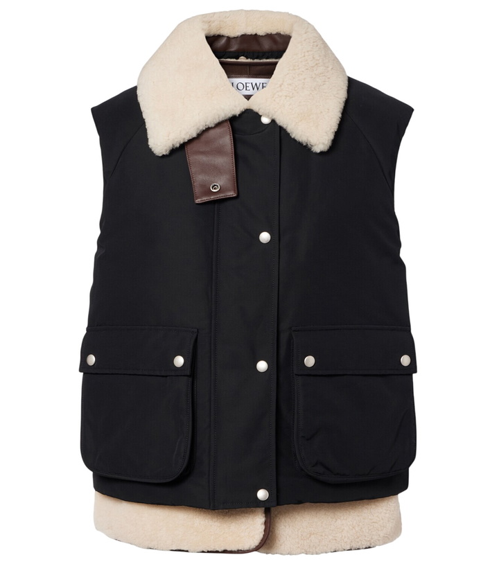 Photo: Loewe Shearling-trimmed cotton-blend vest