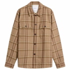 Norse Projects Men's Hjalmer Heavy Twill Check Overshirt in Walnut