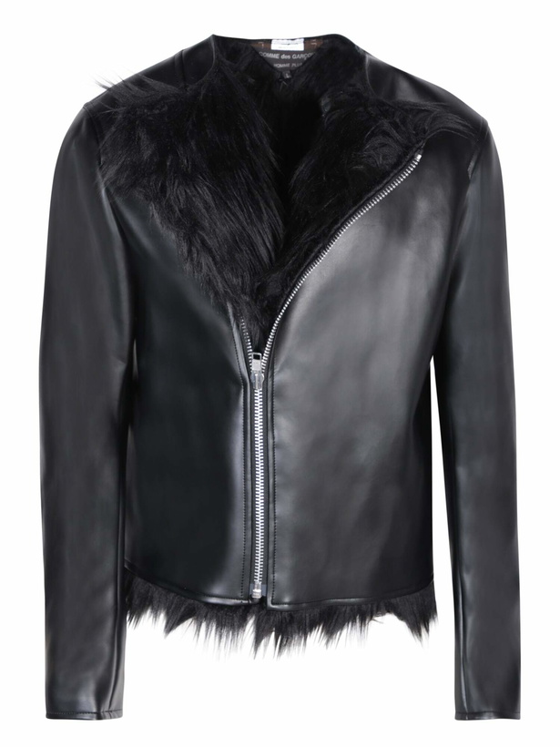Photo: Comme Des Garçons Homme Plus Faux-fur Lining Black Biker Jacket
