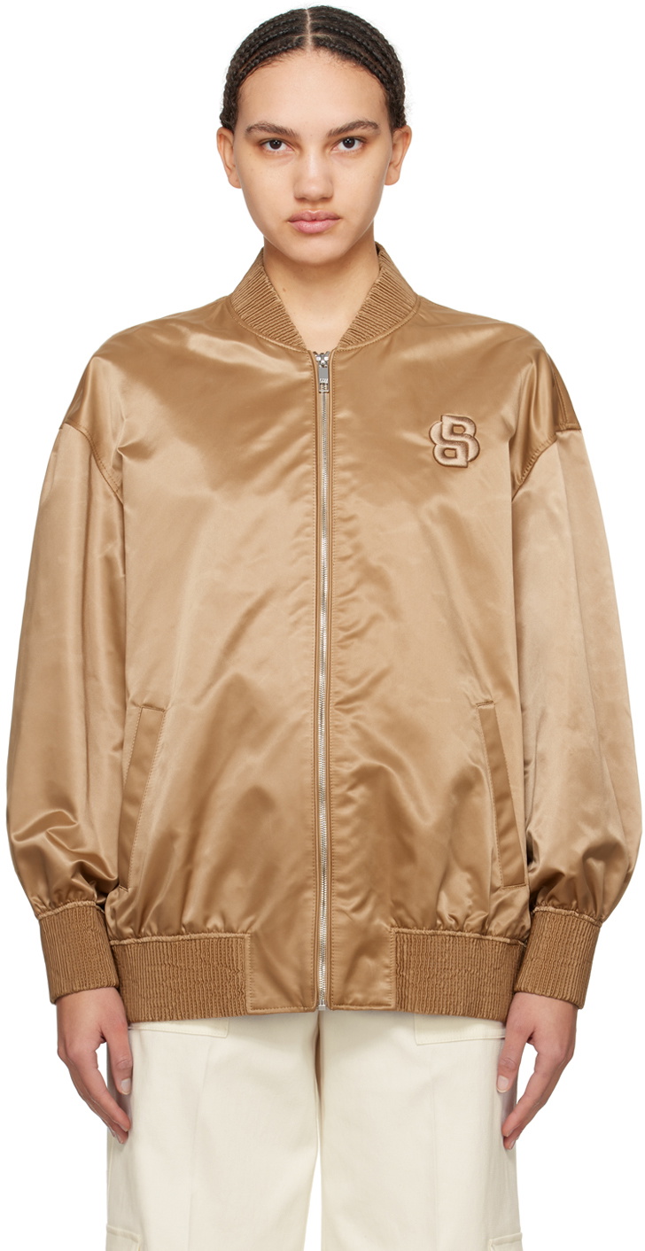 BOSS Tan Zip Bomber Jacket BOSS