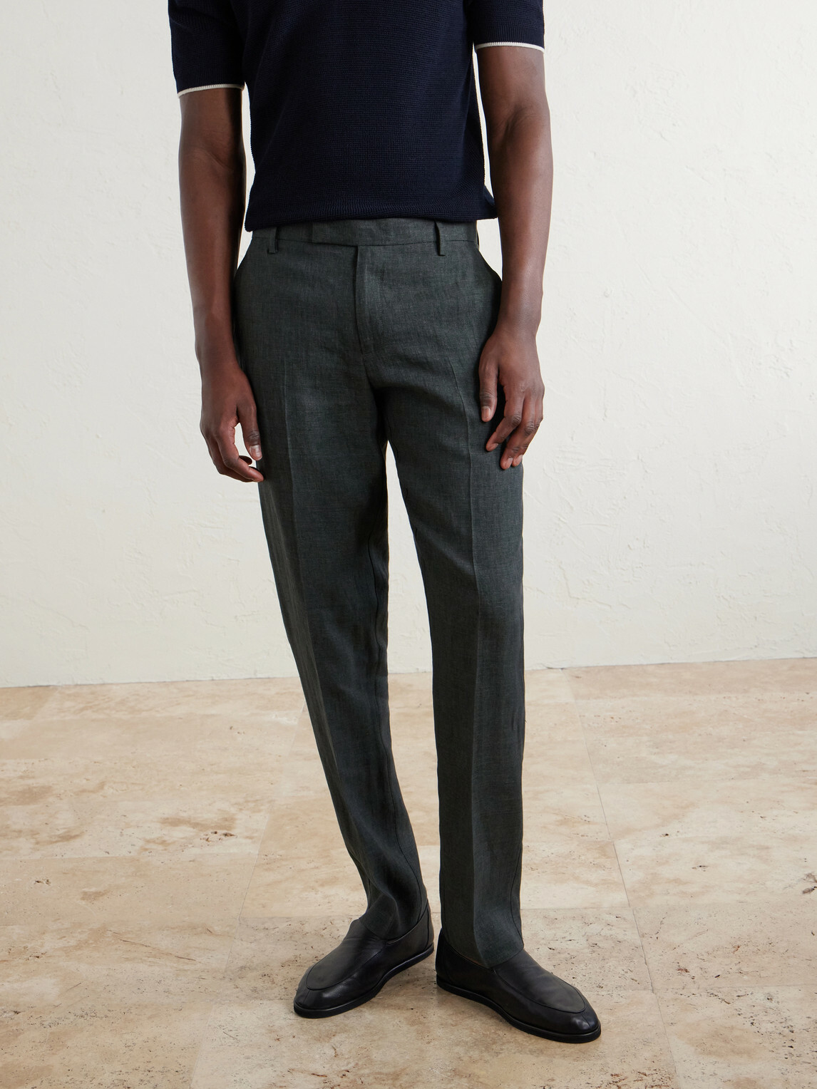 Sunspel - Straight-Leg Pleated Linen Suit Trousers - Green