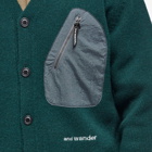 And Wander Men's Shetland Wool Knit Cardigan in Green