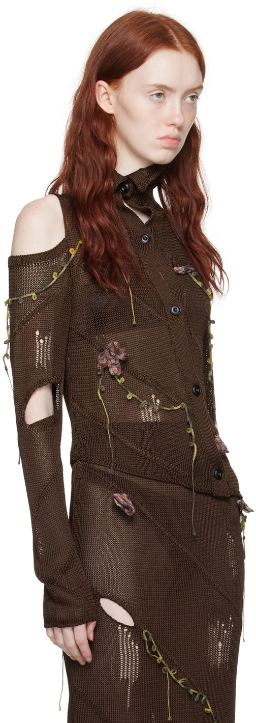 Acne Studios Brown Flower Cardigan Acne Studios