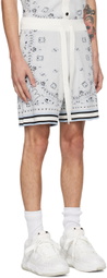 AMIRI White & Blue Bandana Shorts