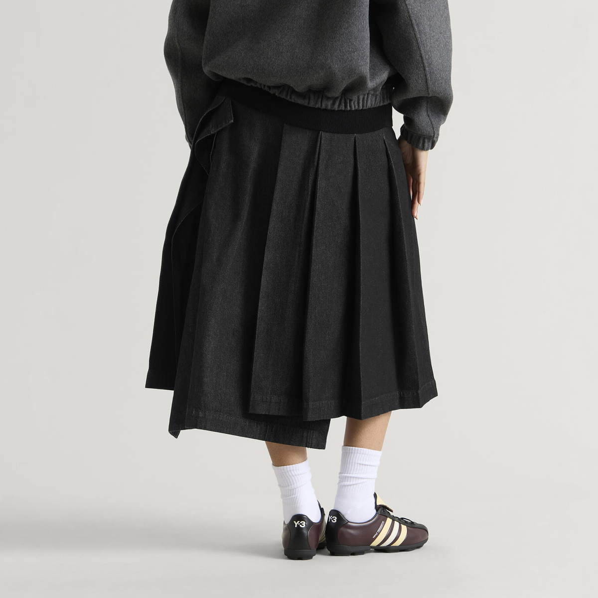 Y-3 Women's Denim Midi Skirt in Black