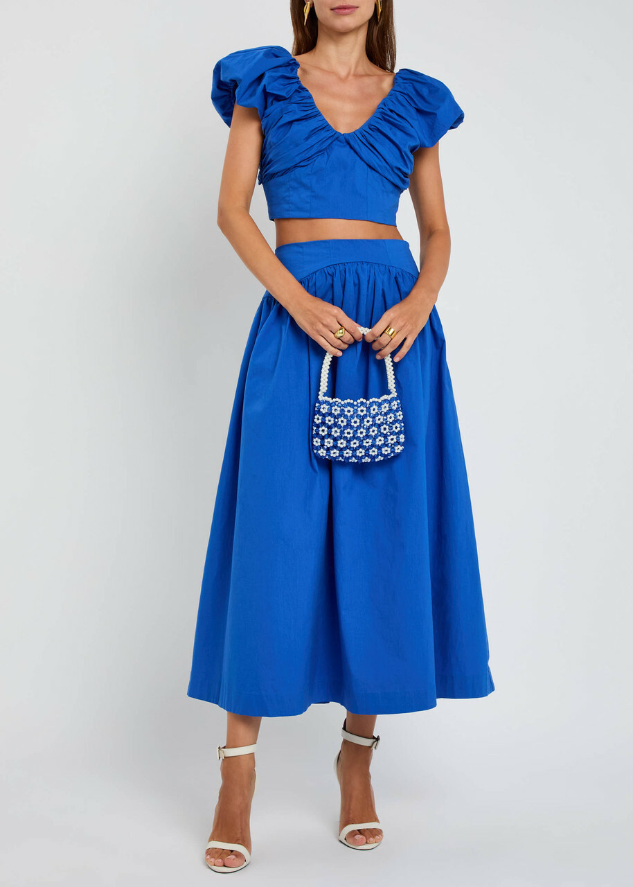 Sister Jane Diary Gathered Lyocell-blend top Blue