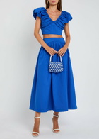 Sister Jane Diary Gathered Lyocell-blend top Blue