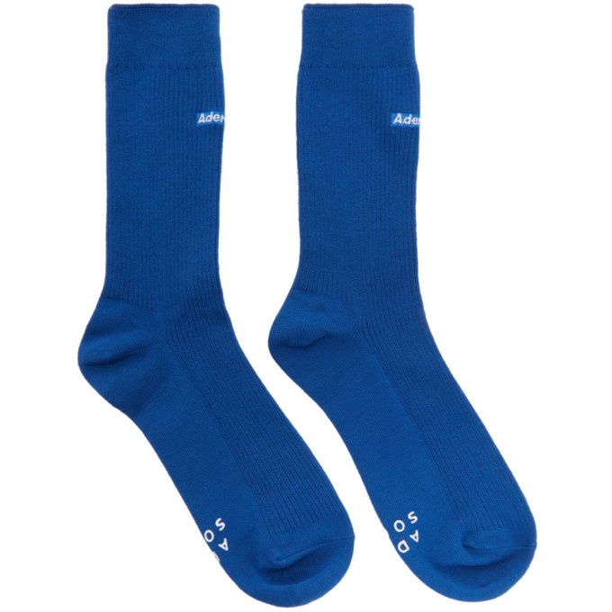 Photo: ADER error Blue Embroidered Logo Socks