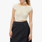 The Open Product Women's Off-Shoulder Crochet Knitted Vest Top in Beige