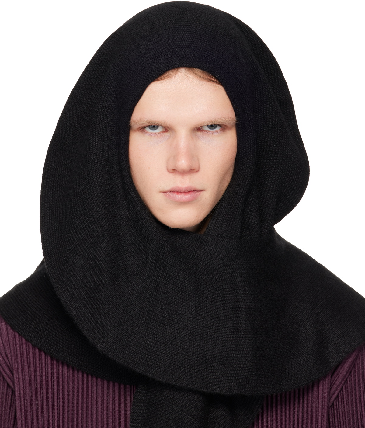 HOMME PLISSÉ ISSEY MIYAKE Black Cashmere Winter Gear Scarf Homme