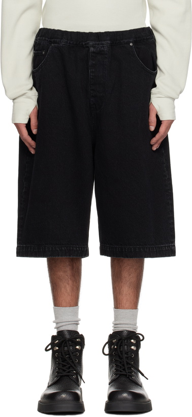 Photo: Entire Studios Black Spar Denim Shorts