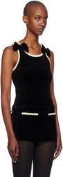 OPEN YY Black Velvet Picot Ribbon Tank Top
