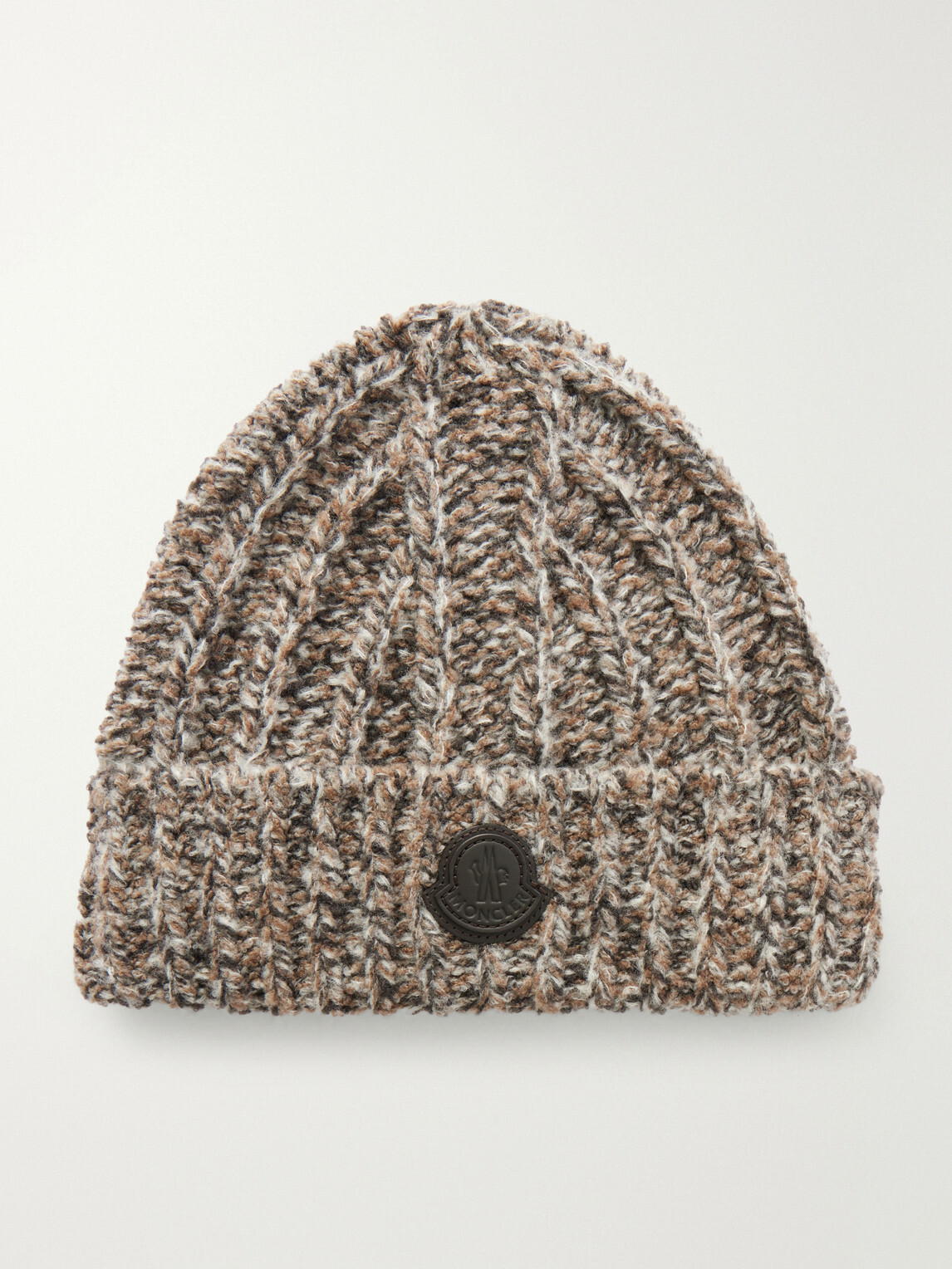 Moncler - Ribbed Wool-Blend Beanie - Brown