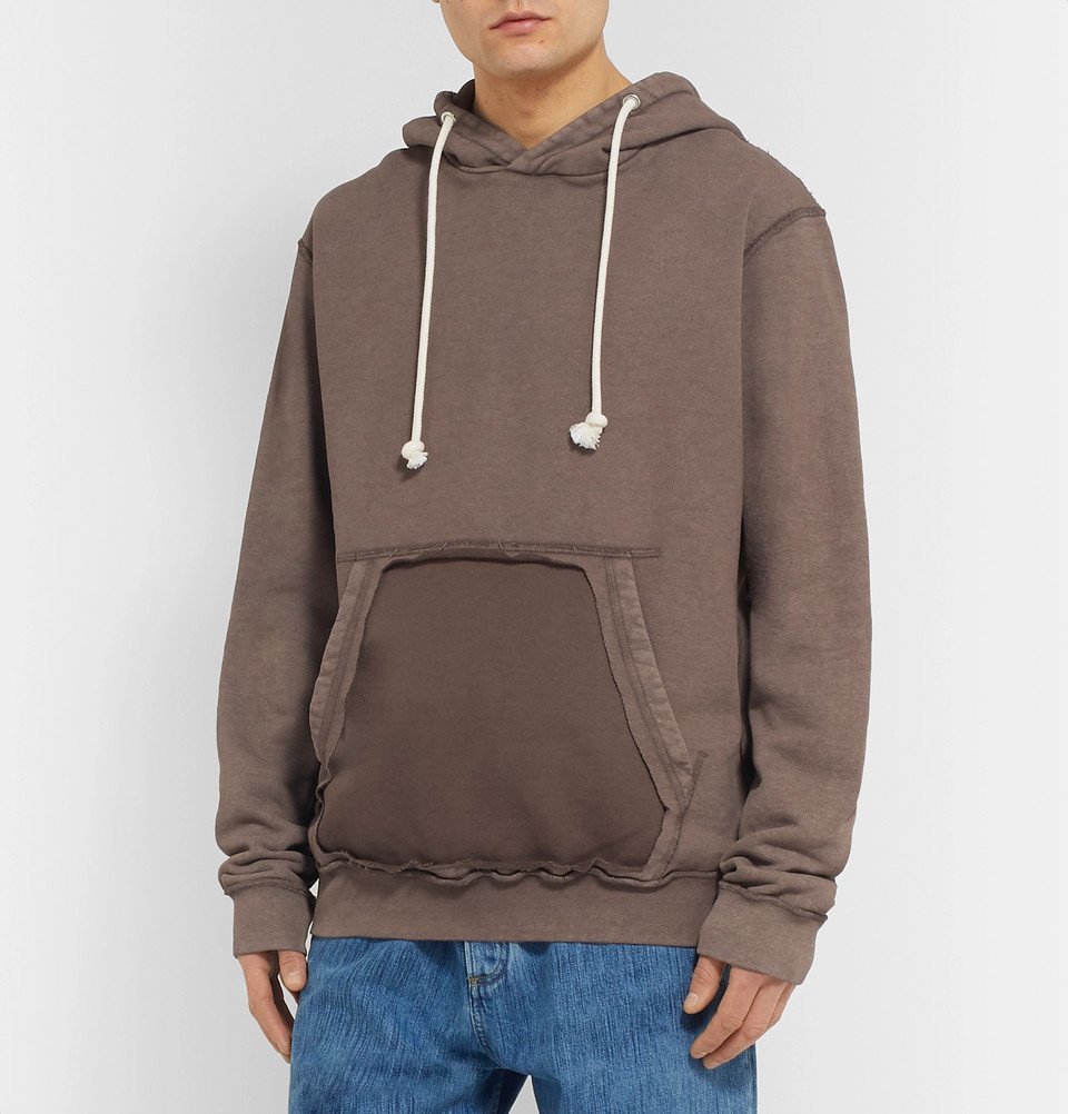 Maison Margiela - Distressed Loopback Cotton-Jersey Hoodie - Brown
