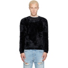 Marine Serre Black Wild Fluffy Knit Crewneck Sweater