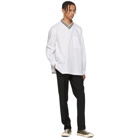 Sunnei White Long Sleeve Ribbed V-Neck T-Shirt