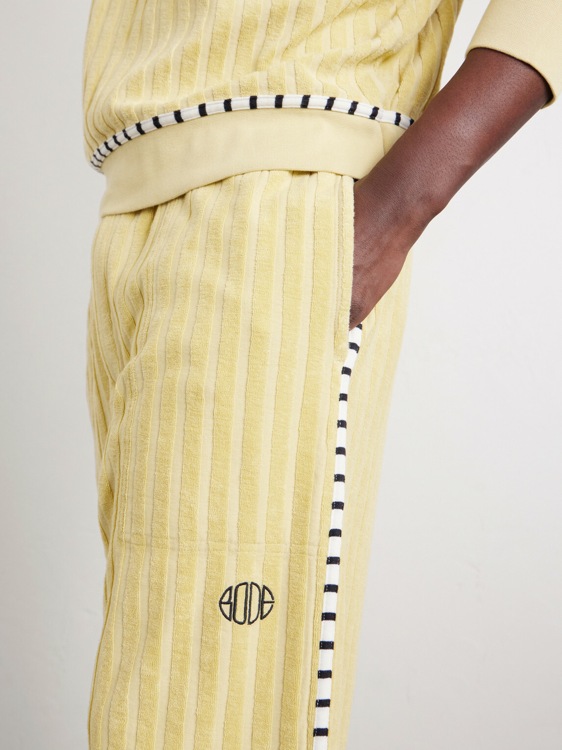 BODE - Croquet Ground Logo-Embroidered Cotton-Terry Sweatpants - Yellow