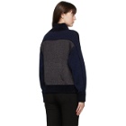 3.1 Phillip Lim Navy and Silver Double-Faced Lurex Sweater