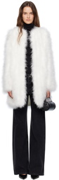 Yves Salomon White Long Feather Coat